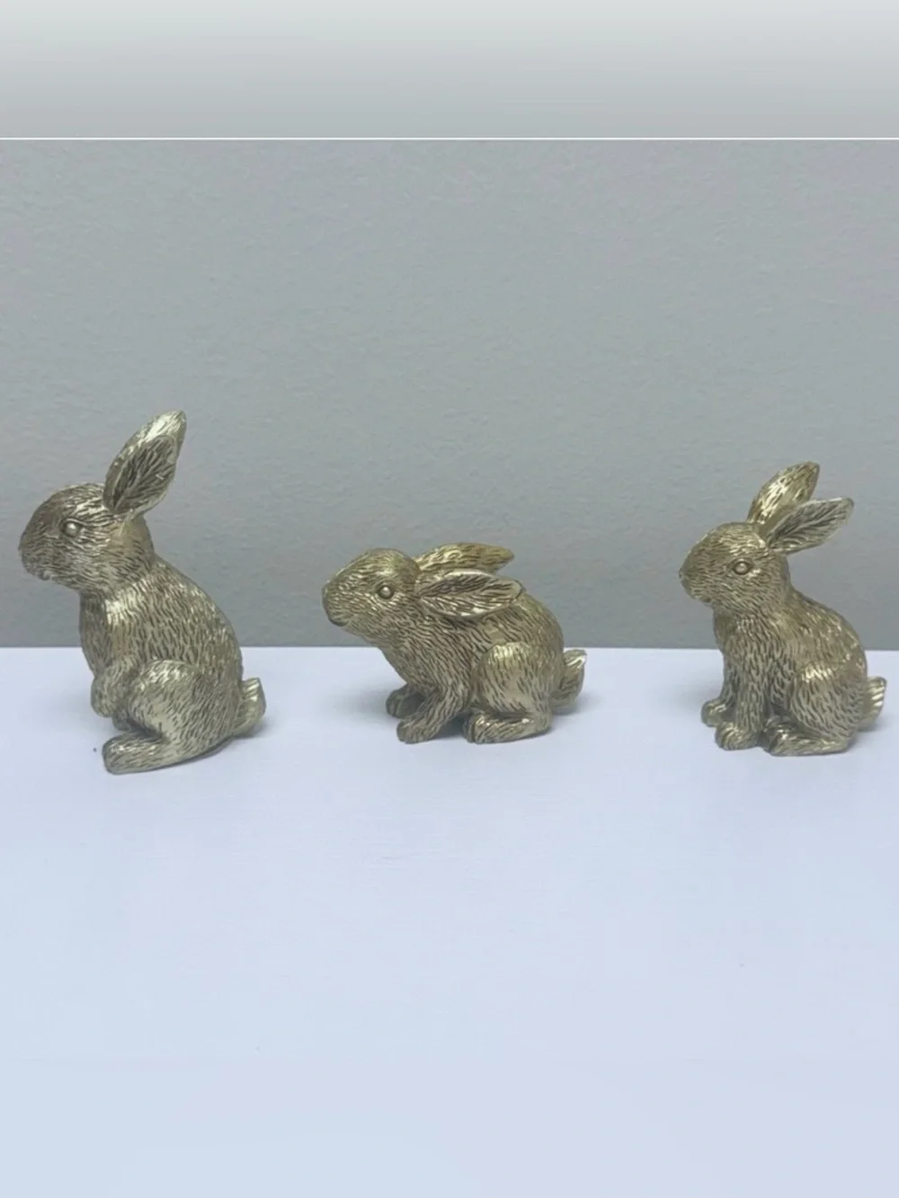 NEW Target Bullseyes Playground Full Set of 3 Small Gold Resin Figural Bunnies